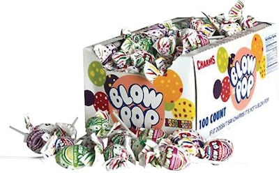 Charms Blow Pop Lollipops, Variety, 65 Oz., 100/Box (3869)