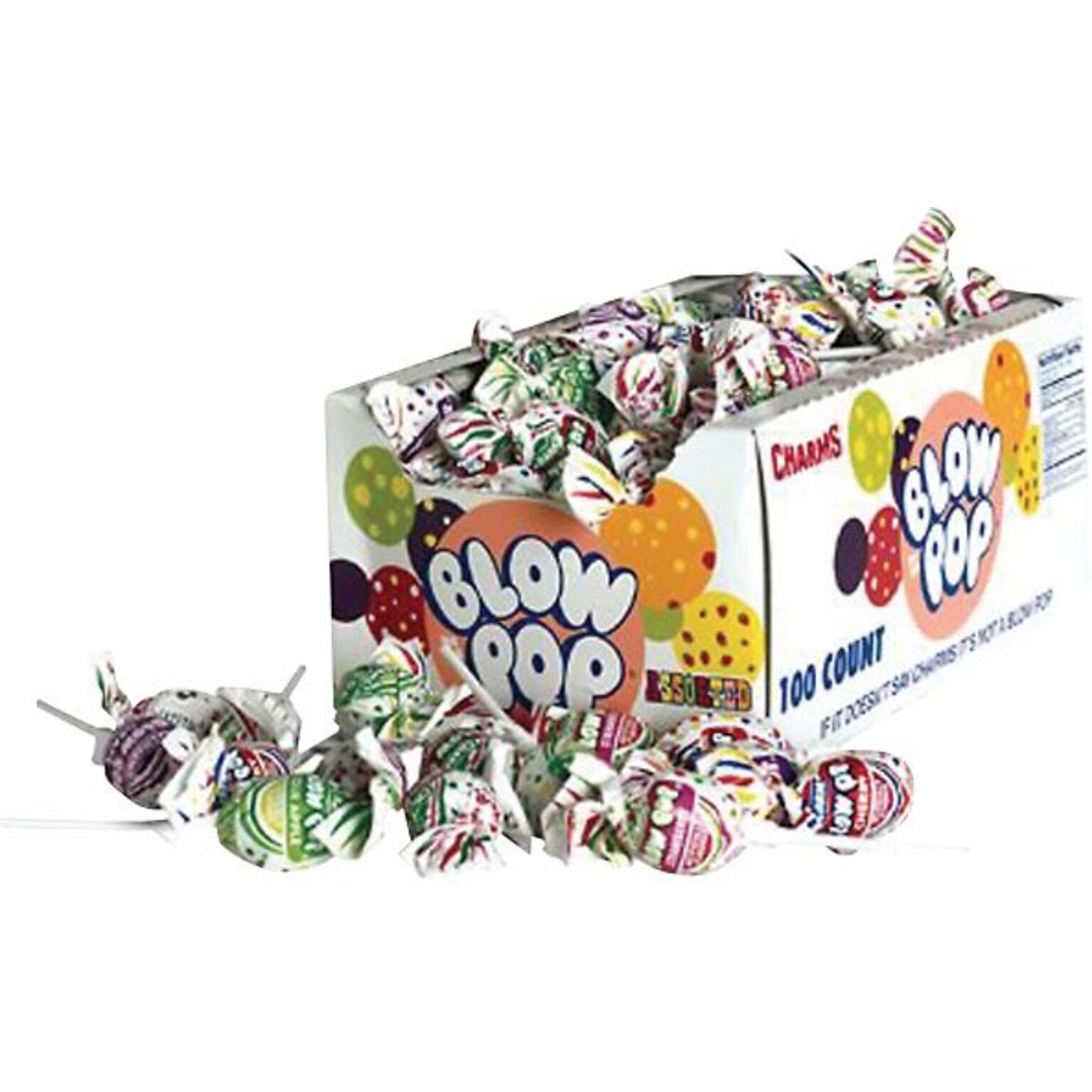 Charms Blow Pop Lollipops, Assorted Flavors, 65 oz., 100 Pieces (CRM3869)