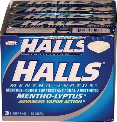 Halls® Mentho-Lyptus Cough Drops, 9 Pieces/Pack, 20 Packs/Box