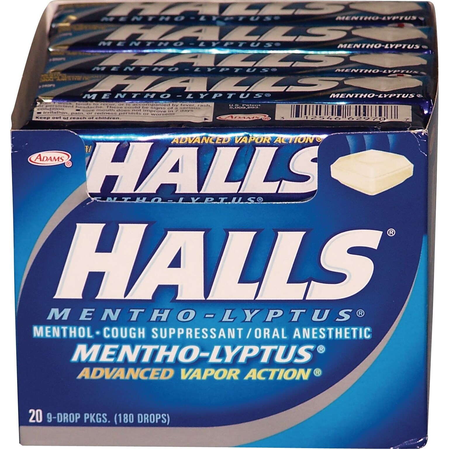 Halls® Mentho-Lyptus Cough Drops, 9 Pieces/Pack, 20 Packs/Box