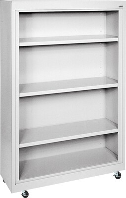 Sandusky Metal Mobile Bookcase in Dove Grey, 58, 4-Shelves