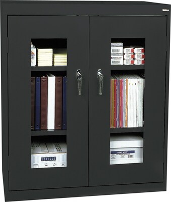 Sandusky 42H Counter Height Clearview Steel Storage Cabinet with 3 Shelves, Black (CA2V361842-09)