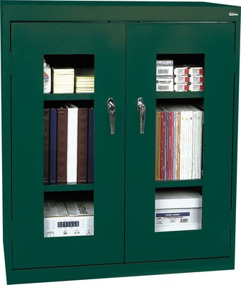 Sandusky 42H Counter Height Clearview Steel Storage Cabinet with 3 Shelves, Forest Green (CA2V361842-08)