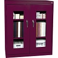 Sandusky 42H Counter Height Clearview Steel Storage Cabinet with 3 Shelves, Burgundy (CA2V361842-03)