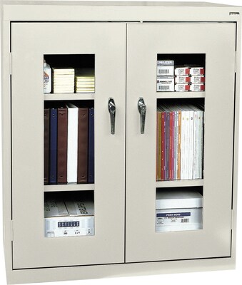 Sandusky 42H Counter Height Clearview Steel Storage Cabinet with 3 Shelves, Putty (CA2V361842-07)