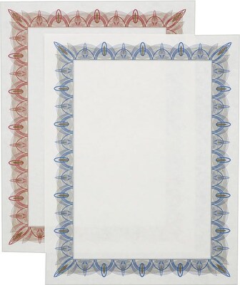 Geographics® Prestigious Blank Certificates, Geo Certificate, Red Border, 25 Per Pack