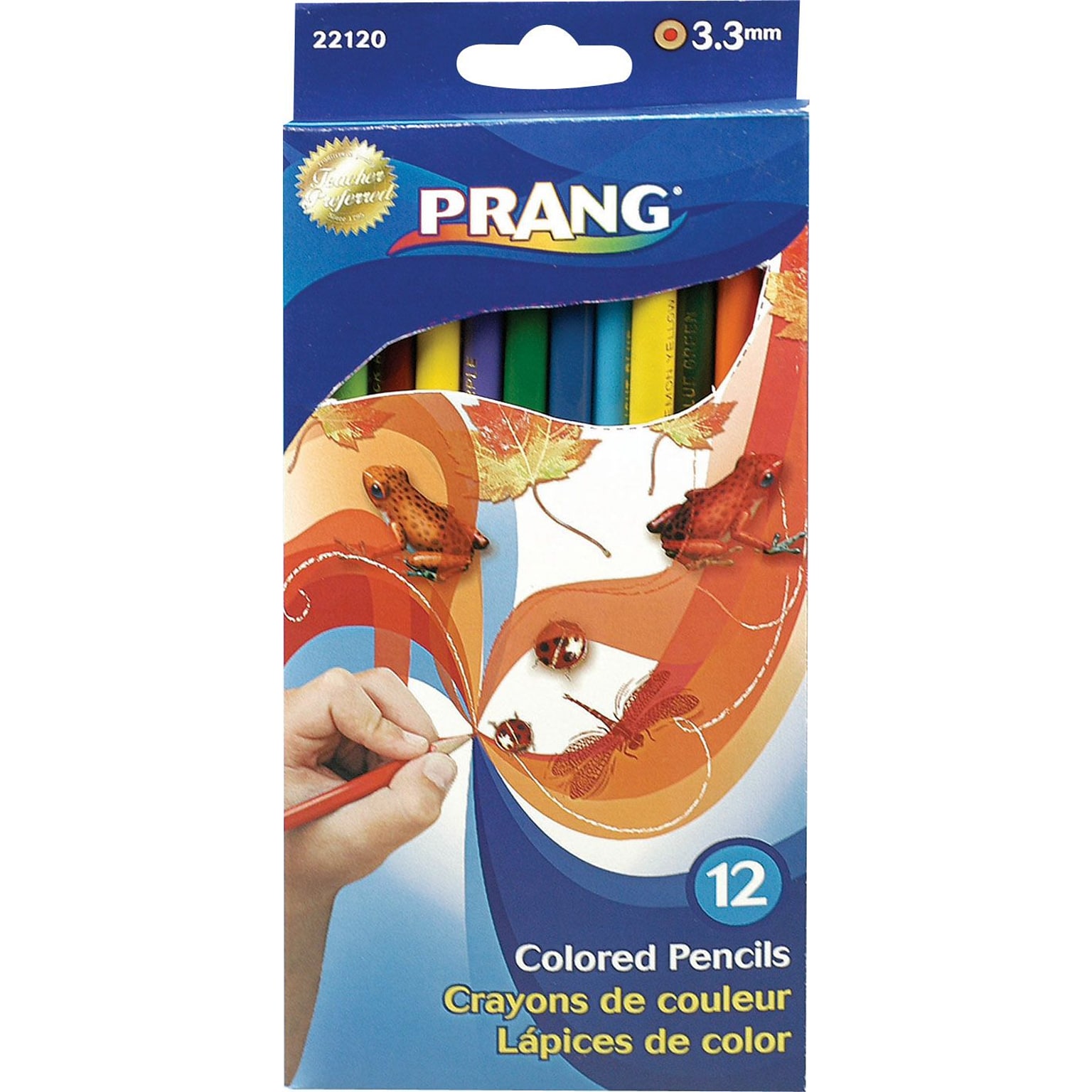 Prang® (Dixon Ticonderoga®) Colored Pencils, 3.3mm, Sharpened, Assorted Colors, 12/Set