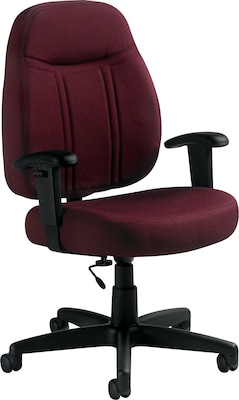 Global High-Back Fabric Task Chair, Adjustable Arms, Burgundy