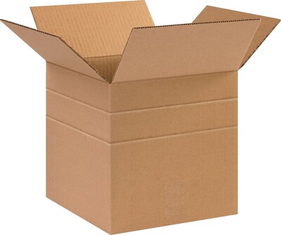 SI Products 10 x 10 x 10 Multi-Depth Shipping Boxes, Brown, 25/Bundle (MD101010)