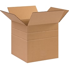 SI Products 10 x 10 x 10 Multi-Depth Shipping Boxes, Brown, 25/Bundle (MD101010)