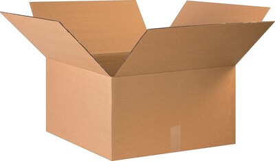 22Lx22Wx12H(D) Single-Wall Corrugated Boxes; Brown, 15 Boxes/Bundle