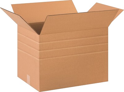 SI Products 20 x 14 x 14 Multi-Depth Shipping Boxes, 32 ECT, Brown, 15/Bundle (BS201414MD)