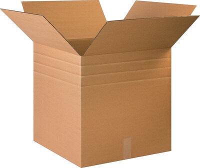 22" x 22" x 22" Multi-Depth Shipping Boxes, 32 ECT, Brown, 10/Bundle (BS222222MD)