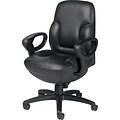 Global Concorde Mid-Back Leather Executive Chair, Adjustable Arms, Black