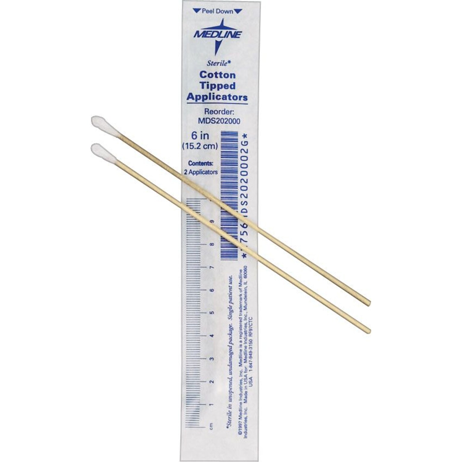 Medline Cotton-Tipped Sterile Applicators, 6L, 200/Bx