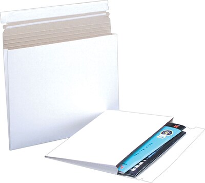 12 1/2 x 9 1/2 x 1 Gusseted Stayflats Mailers, White, 100/Ct (RM2G)