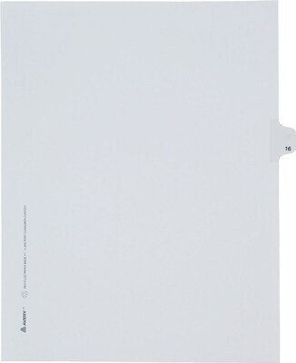 Avery Individual Legal Dividers Allstate Dividers, #16-Tab, White, 25/Pack (82214)