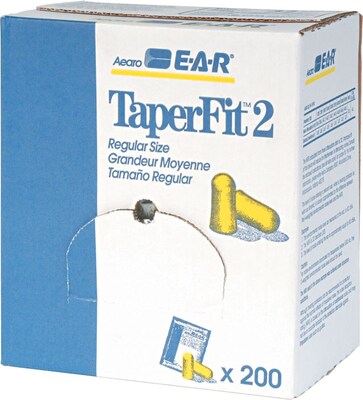 3M™ E-A-R™ TaperFit™ 2 Earplugs, Uncorded, Poly Bag, Regular Size, 200 Pairs/Case (312-1219)