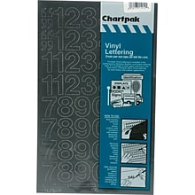 Numbers, Press-On Vinyl, Self-Adhesive, Indoor/Outdoor, Black, 1, 44/Pack