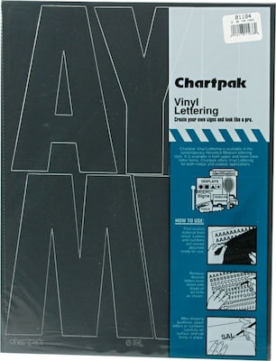 Chartpak Press-On Vinyl Uppercase Letters, 6 high, Helvetica, Black