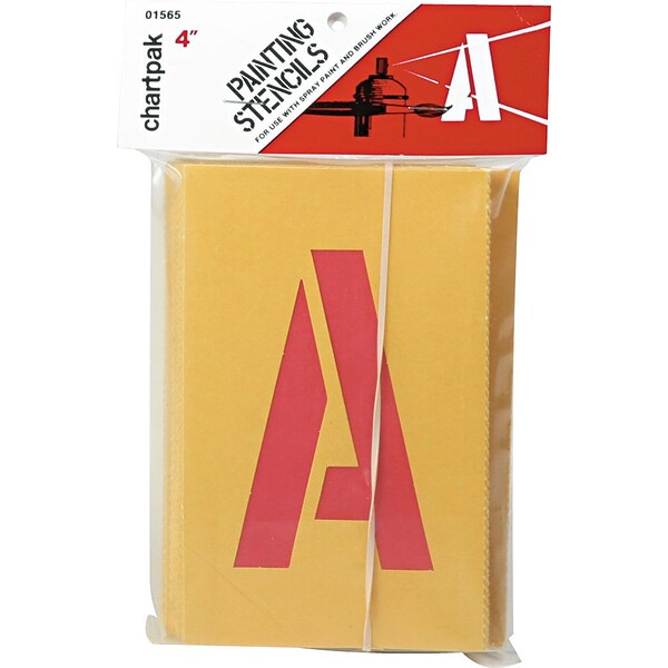 Chartpak Painting Stencil Numbers/Letters, 4, Yellow (CHA01565)
