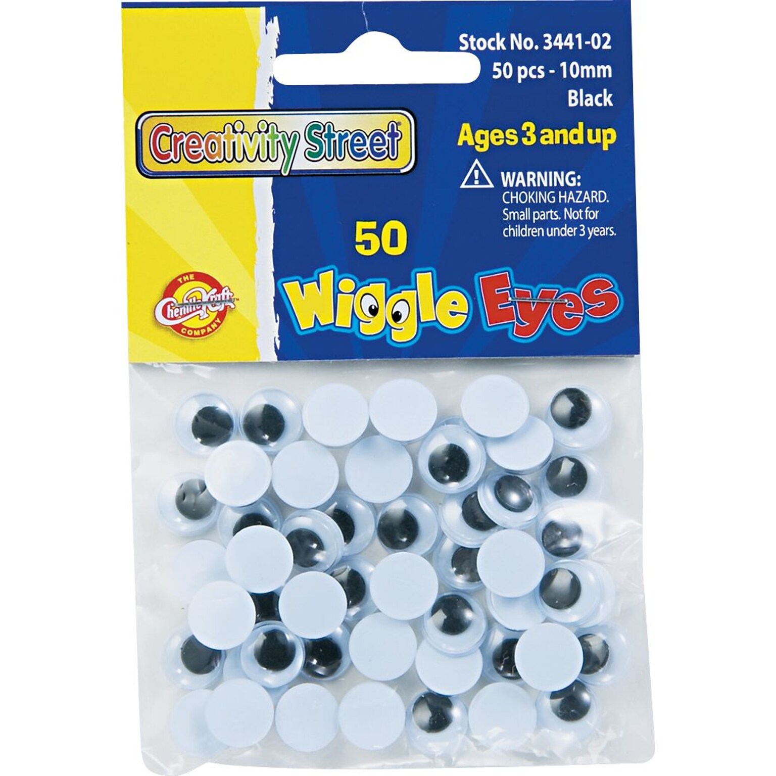 Chenille Kraft Company Round Wiggle Eyes, Black, 10 mm, 50/Pk