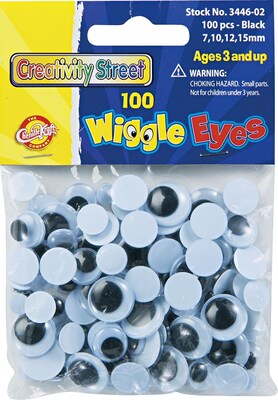 Chenille Kraft® Wiggle Eyes, Black, Assorted Sizes (AC3446-02)