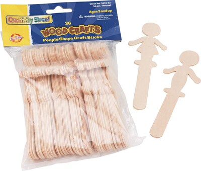 Creativity Street People-Shaped Wood Craft Sticks, 5 3/8 Long, 18 Each Boy/Girl Shapes, 36/Pk