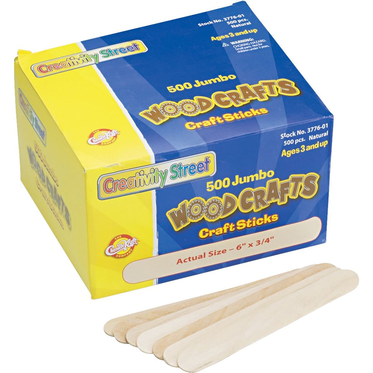 Chenille Kraft® Wooden Craft Materials; Sticks, Jumbo, Natural