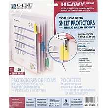 C-Line Heavyweight Sheet Protectors, 8-1/2 x 11, Assorted Colors, 5 Tab, 5/Set (5550)