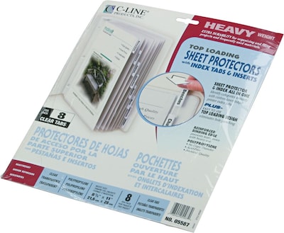 C-Line Top Load Sheet Protector, 11 x 8-1/2, Clear, 8 Tab Set (CLI05587)