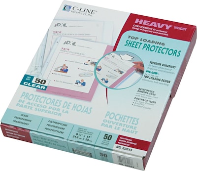 C-Line Heavyweight, Sheet Protectors, 8-1/2 x 11, Clear, 50/Box (62013)