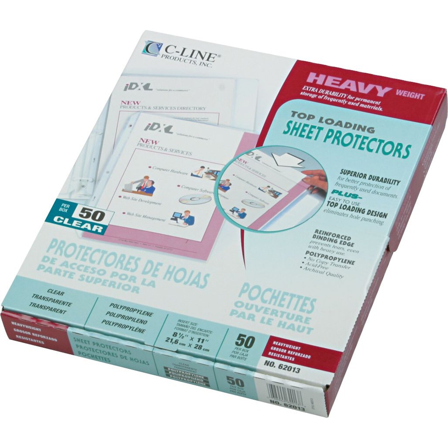 C-Line Heavyweight, Sheet Protectors, 8-1/2 x 11, Clear, 50/Box (62013)