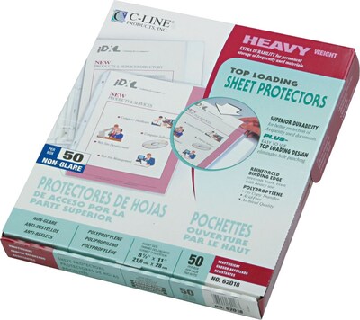 C-Line Heavyweight Sheet Protectors, 8-1/2 x 11, Clear, 50/Box (62018)