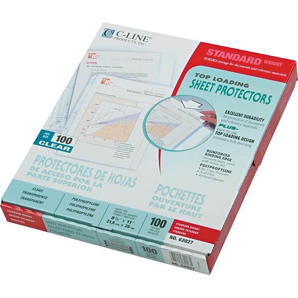 C-Line Top Load Sheet Protector, Lightweight, 11 x 8-1/2, Clear 100/Box (62027)