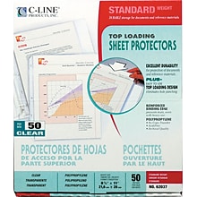 C-Line Top Load Sheet Protector, Lightweight, 11 x 8-1/2, Clear, 50/Box (62037)