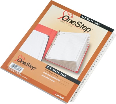 Cardinal® OneStep® Printable Table of Contents and Dividers, A-Z - 26-Tab , White, 1/St