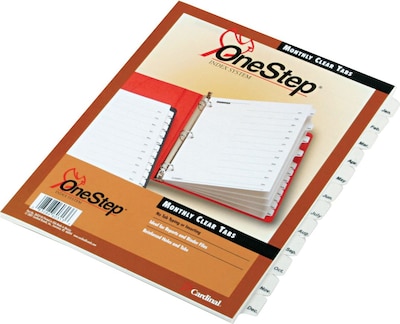 Cardinal® OneStep® Printable Table of Contents and Dividers, Jan-Dec - 12-Tab, White, 1/St
