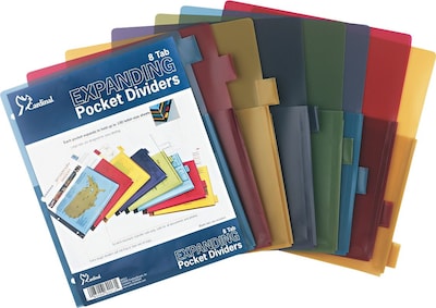 Cardinal® Poly Expanding Pocket Divider, Poly, 8-Tab, Multicolor, 1/Pk