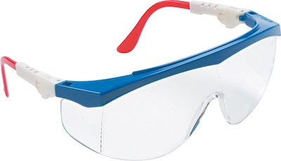 MCR Safety® Tomahawk® Safety Glasses, Red/White/Blue, Clear, Anti-Fog