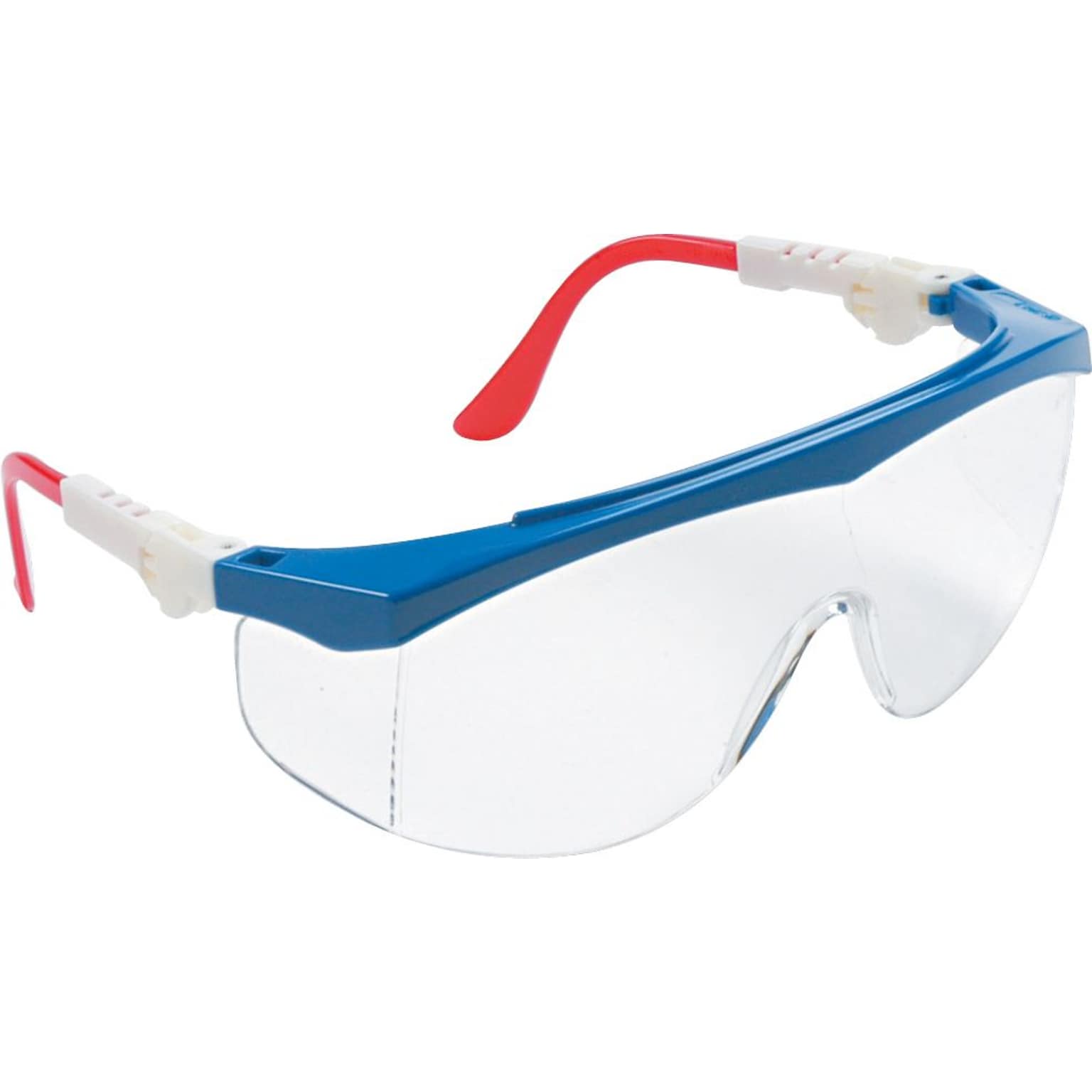 MCR Safety® Tomahawk® Safety Glasses, Red/White/Blue, Clear, Anti-Fog