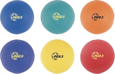 Champions 2-Ply Nylon-Wound Playground Ball Set, Assorted Colors, 8 1/2 Diameter, 6 Balls/Set