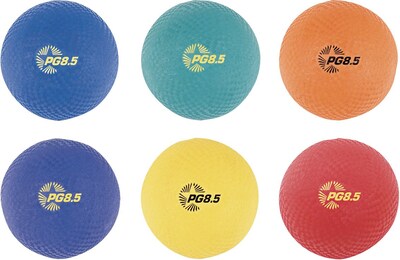 Champions 2-Ply Nylon-Wound Playground Ball Set, Assorted Colors, 8 1/2" Diameter, 6 Balls/Set