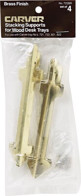 Genuine Oak Stackable Desk Tray Posts, Brass, 4 Posts per Set