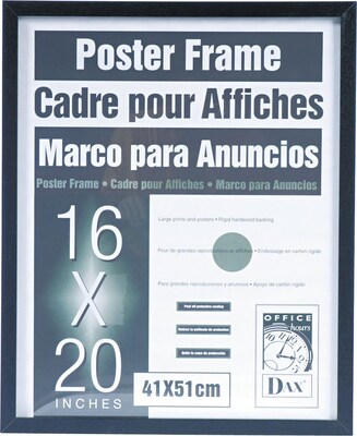 DAX® Flat Face Poster Frame, Wood, 16 x 20, Black, Each (2860V2X)
