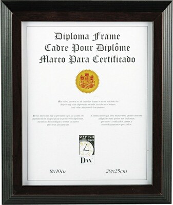 Dax Award/Certificate Frame, 8H x 10L, Solid Wood, Black with Walnut Trim AZRDAXN19880BT