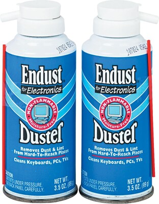 Endust Non-Flammable Formula Compressed Gas Dusters, 3.5 oz., 2/Pk