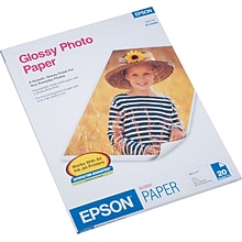 Epson Glossy Photo Paper, 8.5 x 11, 20 Sheets/Pack (S041141)