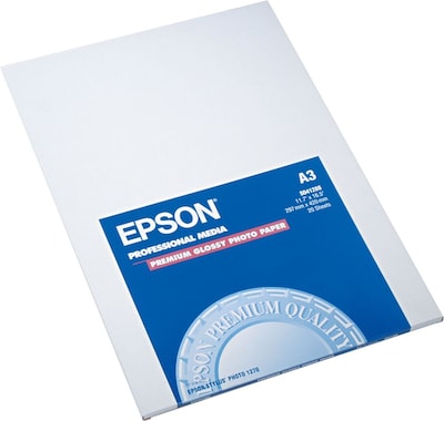 Epson Glossy Photo Paper, 11.7 x 16.5, 20 Sheets/Pack (EPSS041288)