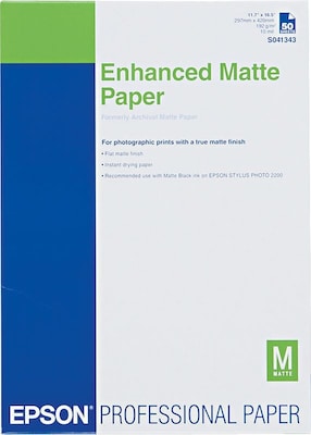 Epson Ink Jet Paper, Matte, Archival, 11.7 x 16.5, 50 Sheets